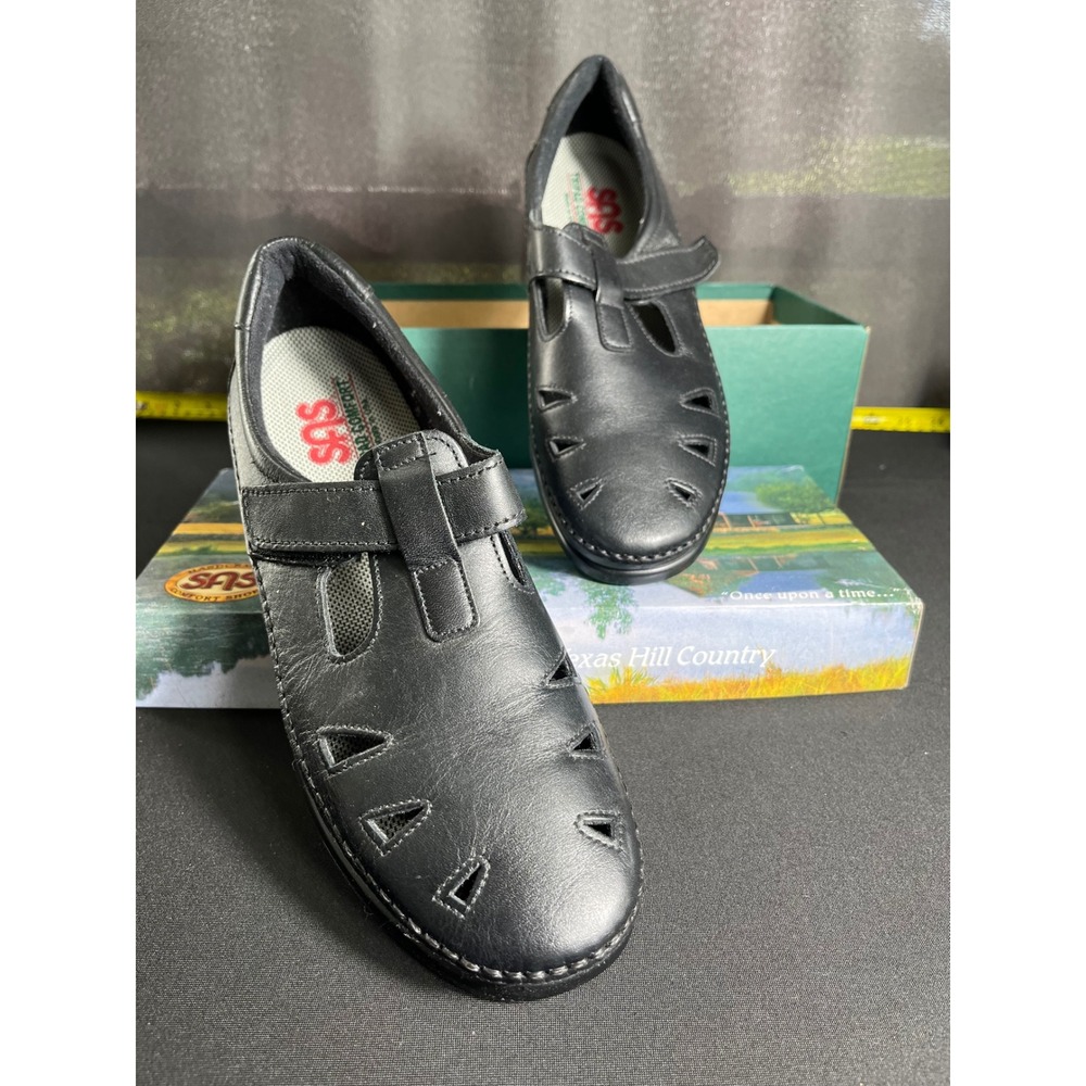 SAS Women's 10 N Black Leather Tripad Comfort Mary Jane Walking Shoes USA
